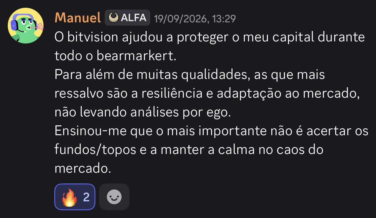 Manuel, na comunidade da Bitvision: &laquo;O mais importante não é acertar nos fundos e nos topos. É manter a calma no caos do mercado.&raquo;